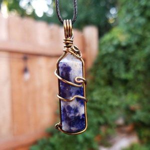 SOLD!!! Lapis Lazuli Hand Wrapped Crystal Necklace